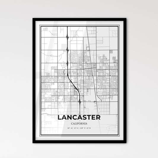 Lancaster California - Scandinavian Style City Map for Modern Home Decor