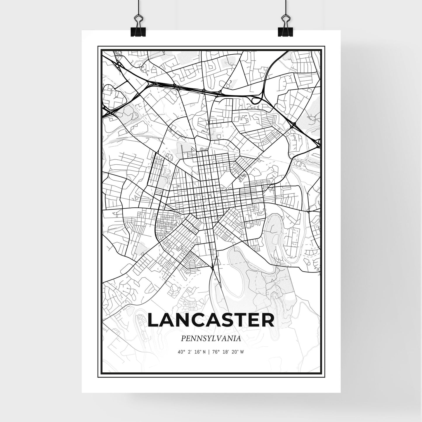 Lancaster Pennsylvania - Premium City Map Poster