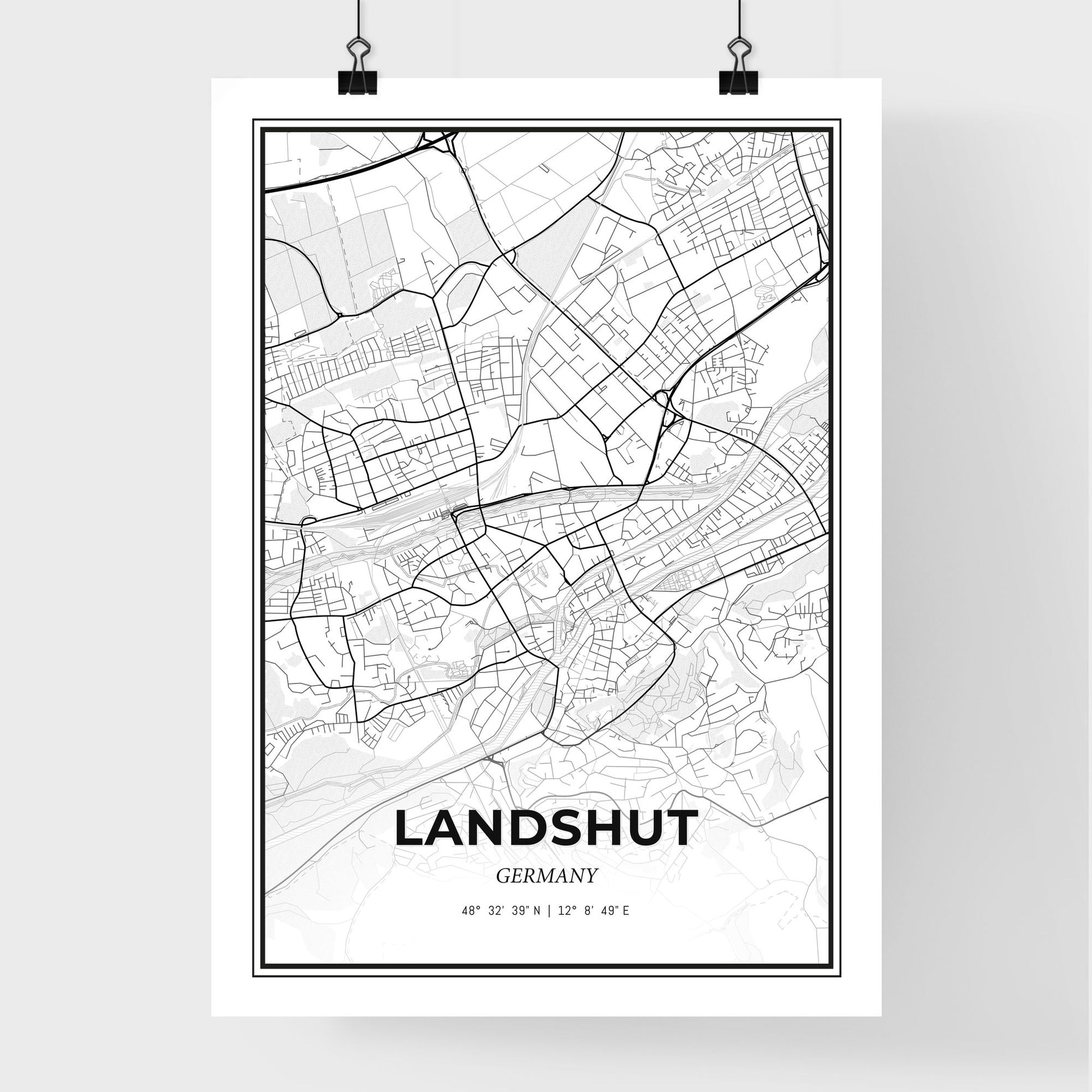 Landshut Germany - Premium City Map Poster