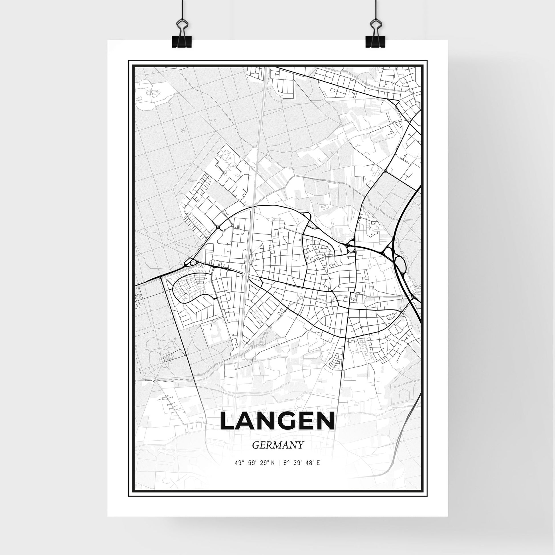 Langen Germany - Premium City Map Poster