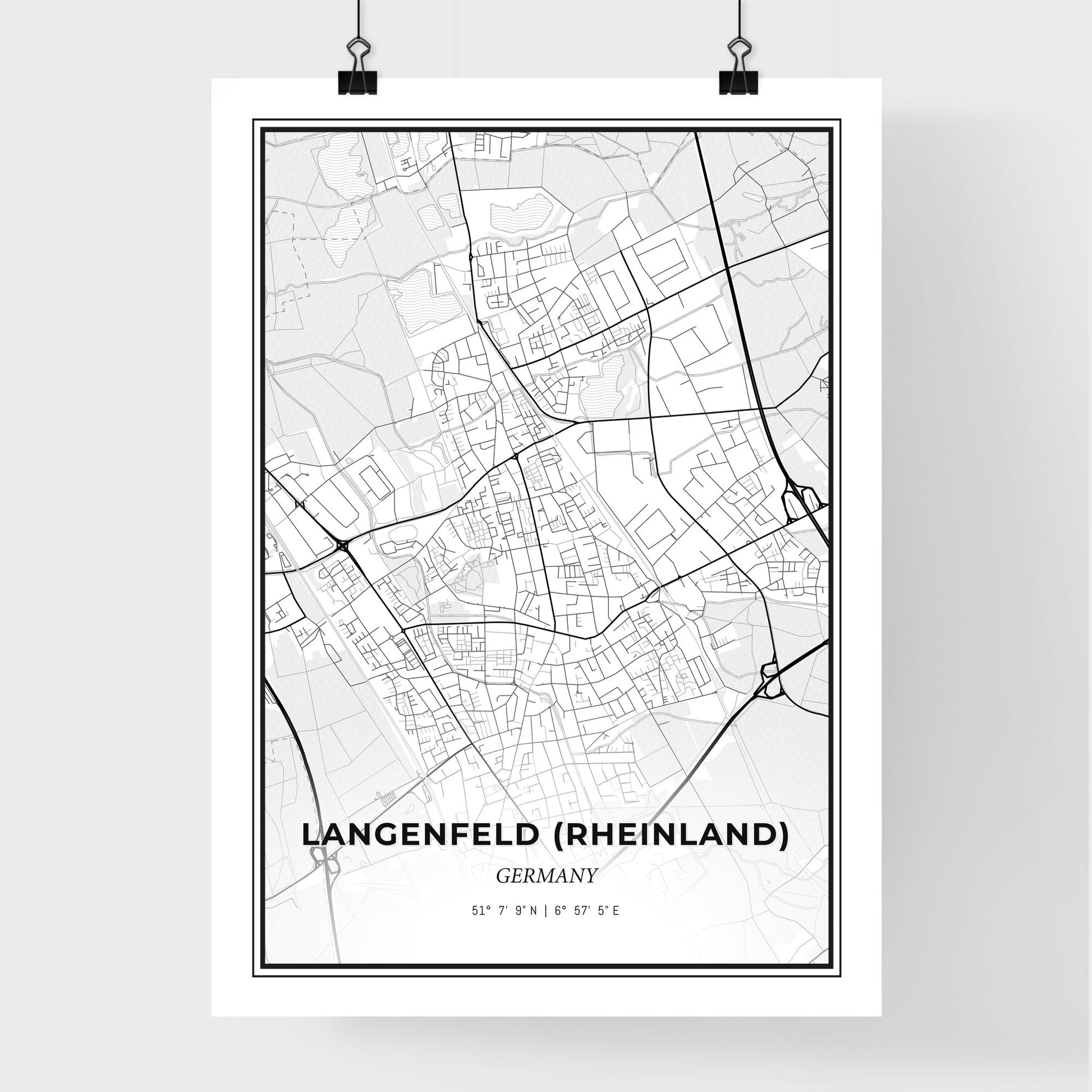 Langenfeld (Rheinland) Germany - Premium City Map Poster