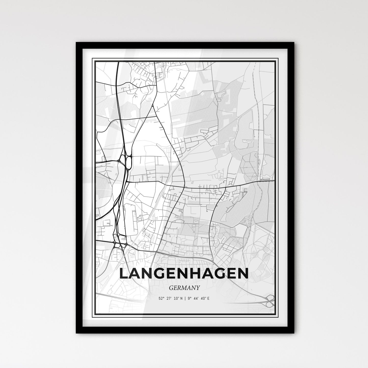 Langenhagen Germany - Scandinavian Style City Map for Modern Home Decor