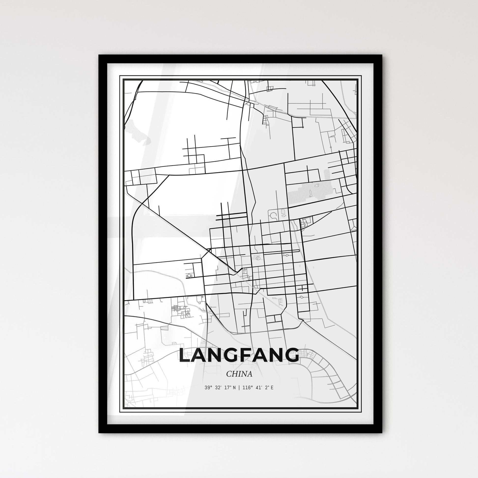 Langfang China - Scandinavian Style City Map for Modern Home Decor