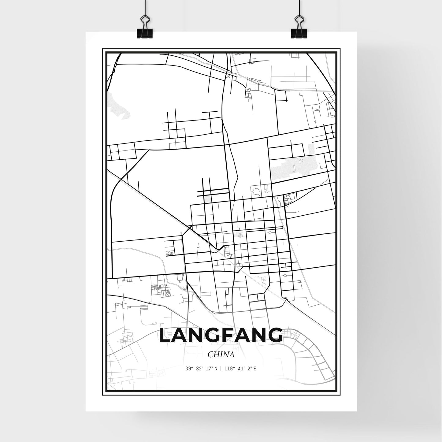 Langfang China - Premium City Map Poster