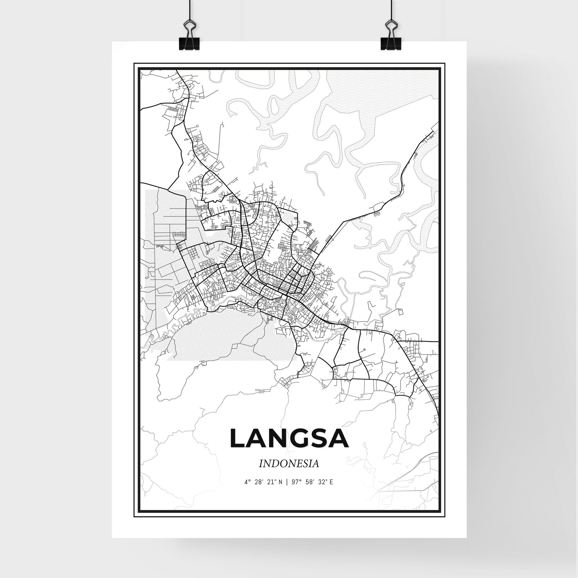 Langsa Indonesia - Premium City Map Poster