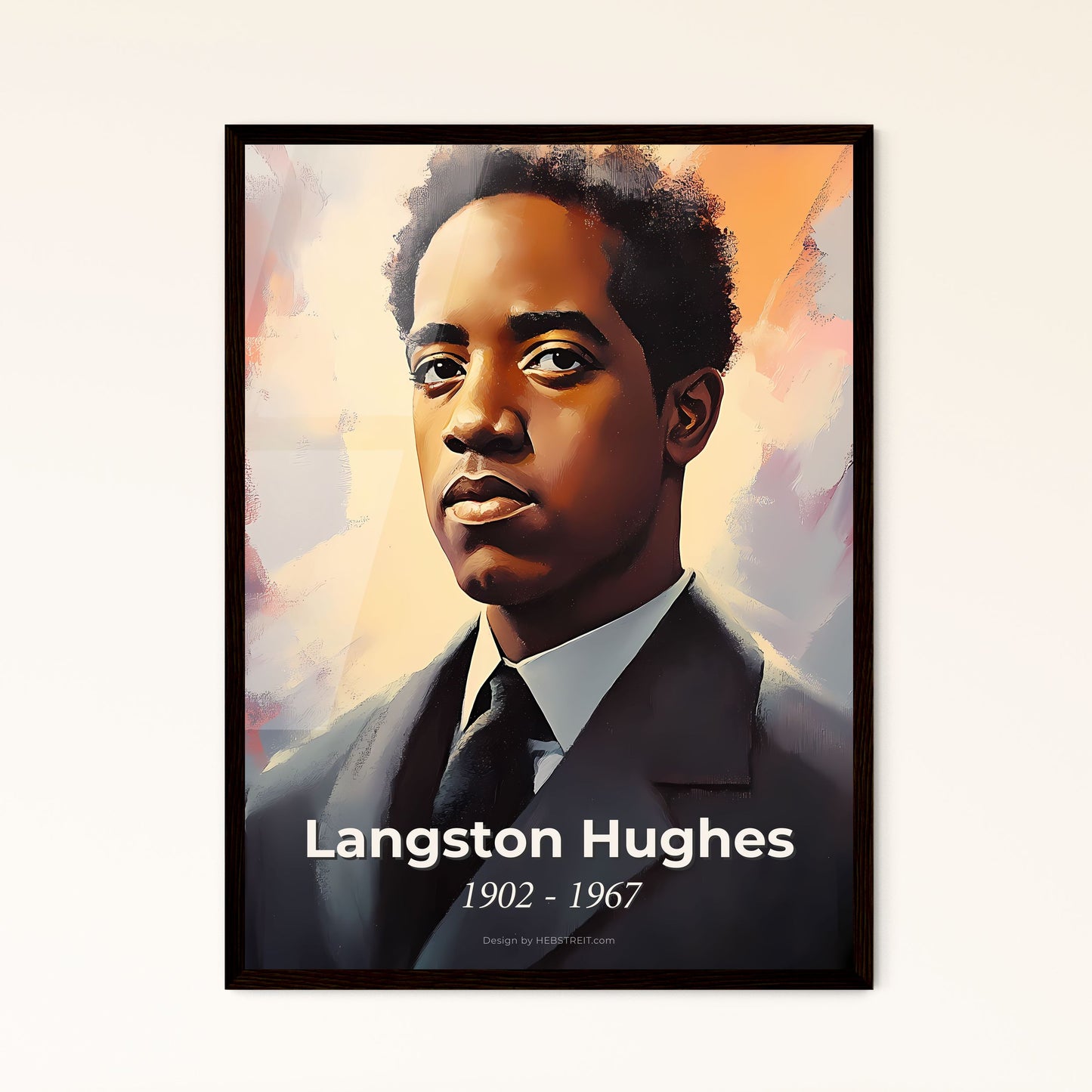 Portrait of Langston Hughes, 1902 - 1967. Impressionistic painting of a man in a suit.