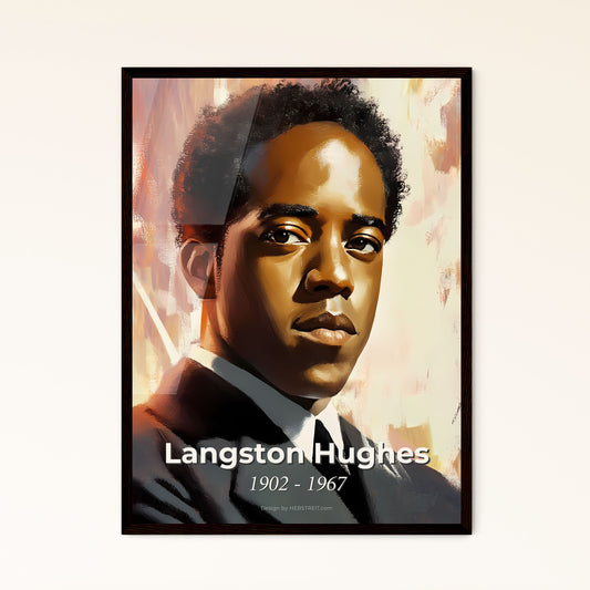 Portrait of Langston Hughes, 1902 - 1967. Impressionistic painting of a man in a suit.