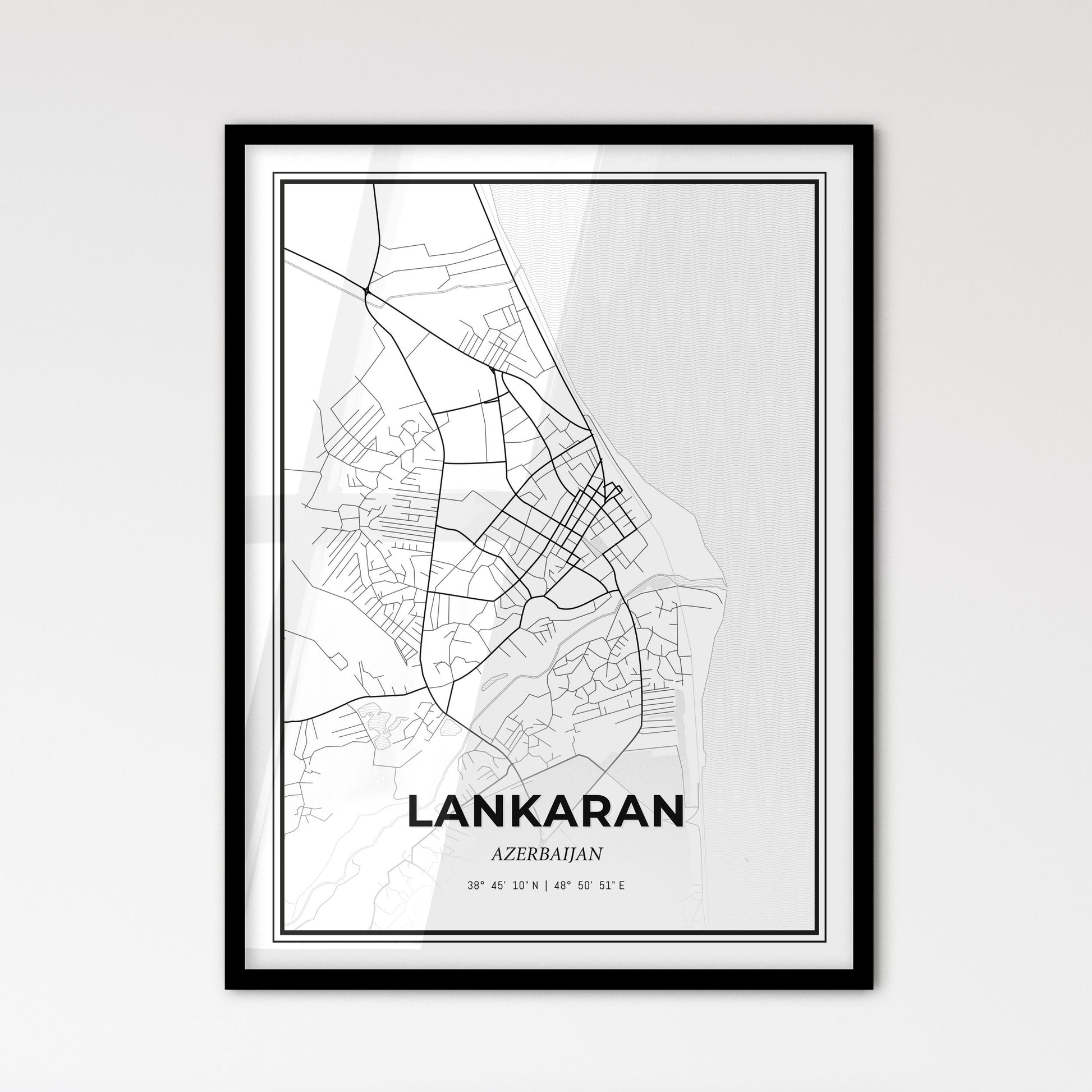 Lankaran Azerbaijan - Scandinavian Style City Map for Modern Home Decor