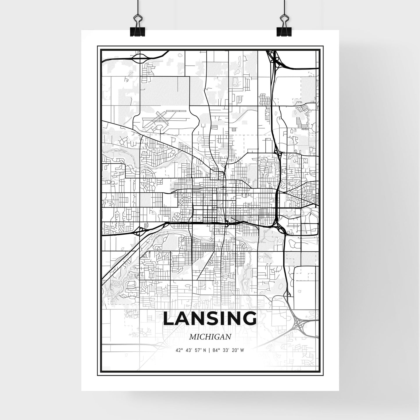 Lansing Michigan - Premium City Map Poster