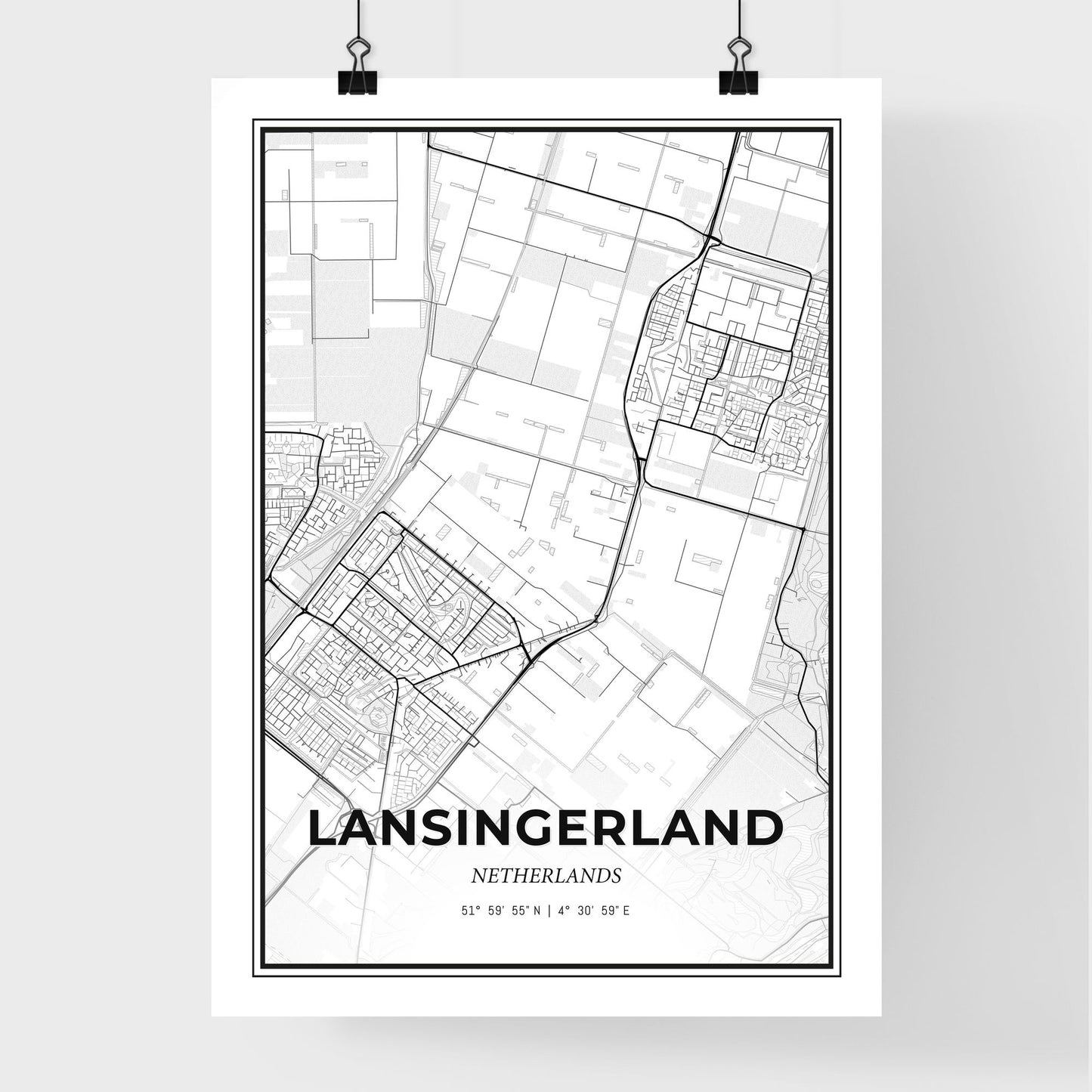  Lansingerland Netherlands - Premium City Map Poster