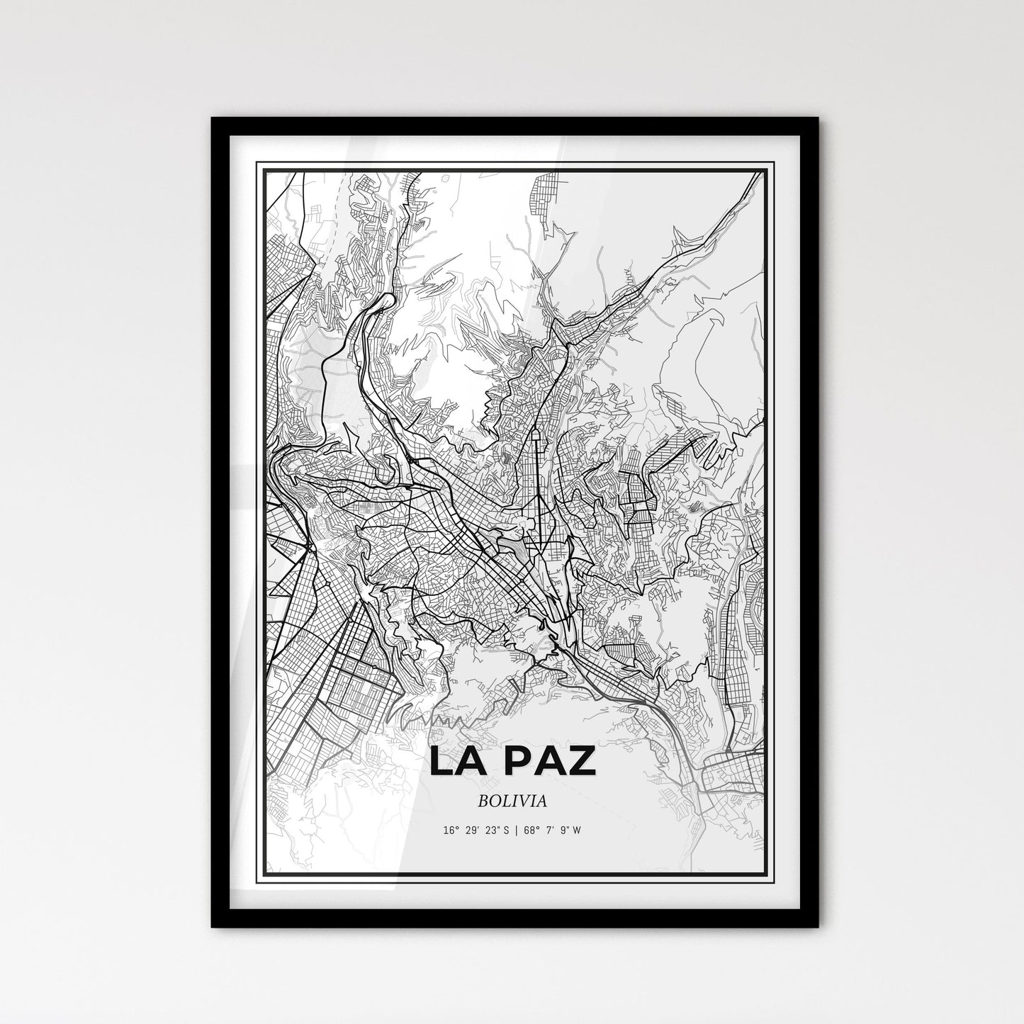 La Paz Bolivia - Scandinavian Style City Map for Modern Home Decor