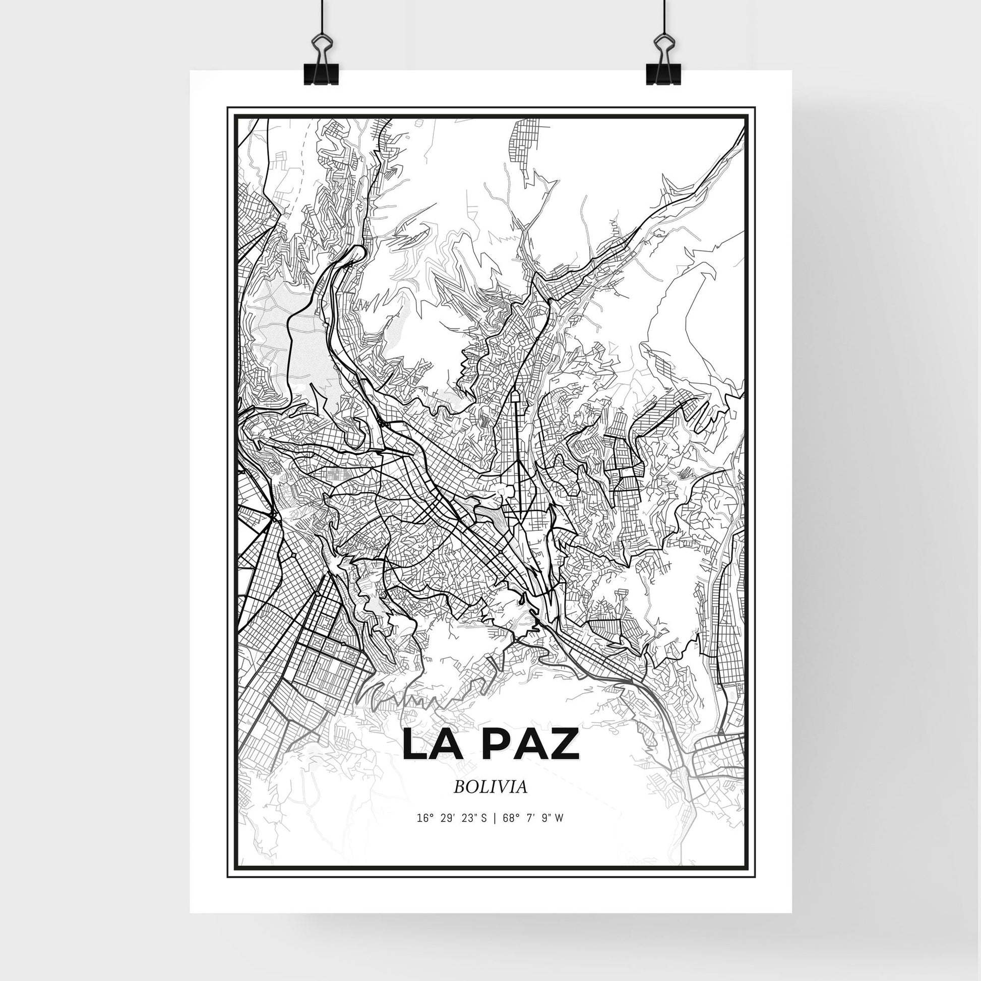 La Paz Bolivia - Premium City Map Poster