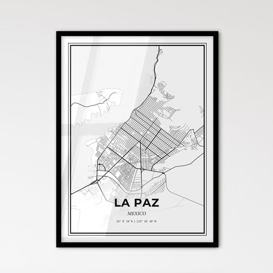 La Paz Mexico - Scandinavian Style City Map for Modern Home Decor