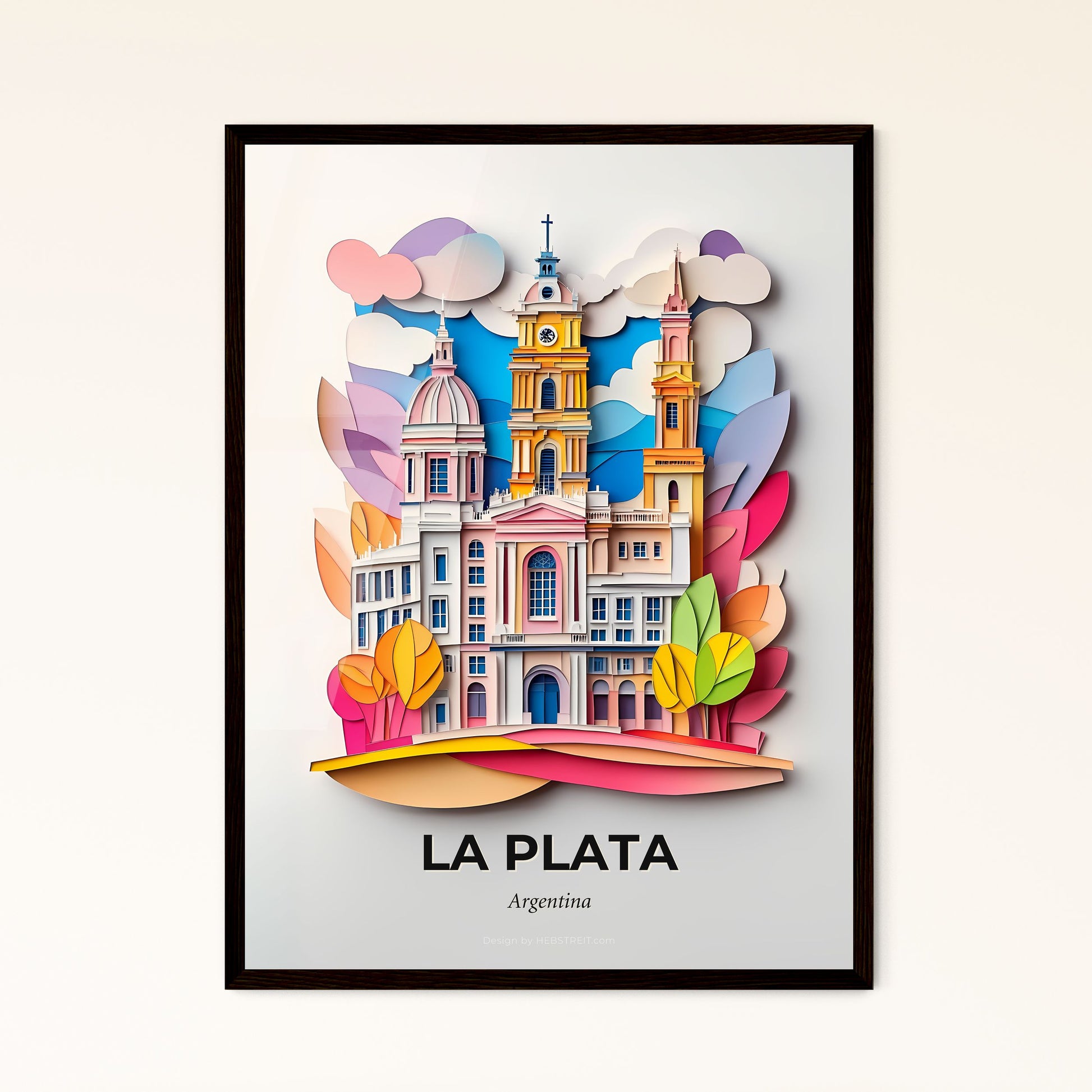 Vivid La Plata, Argentina - a paper cut of a church with a clock tower