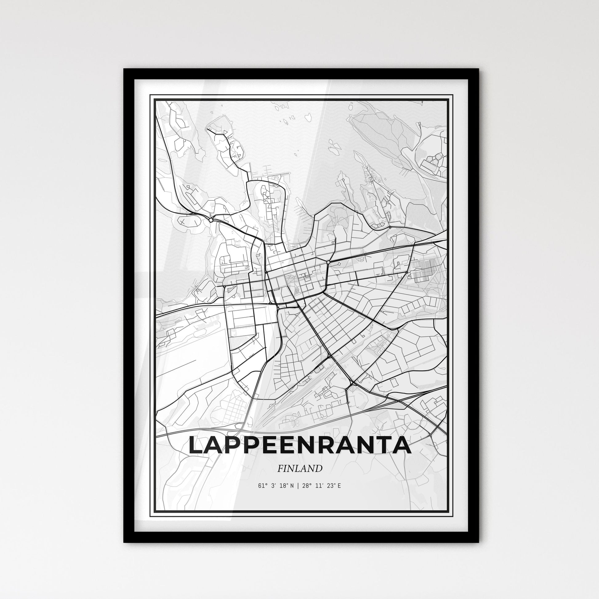 Lappeenranta Finland - Scandinavian Style City Map for Modern Home Decor