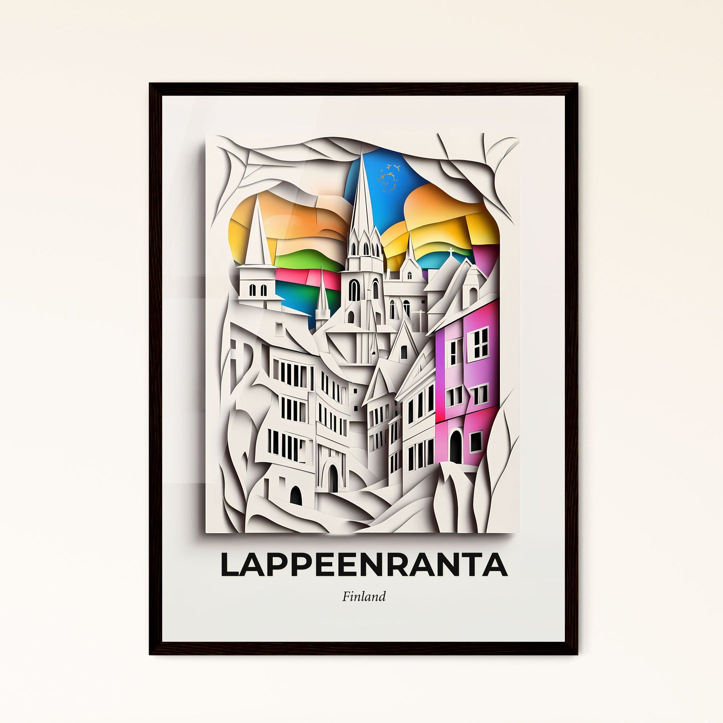 Vivid Lappeenranta, Finland - a paper cut of a city with a rainbow flag