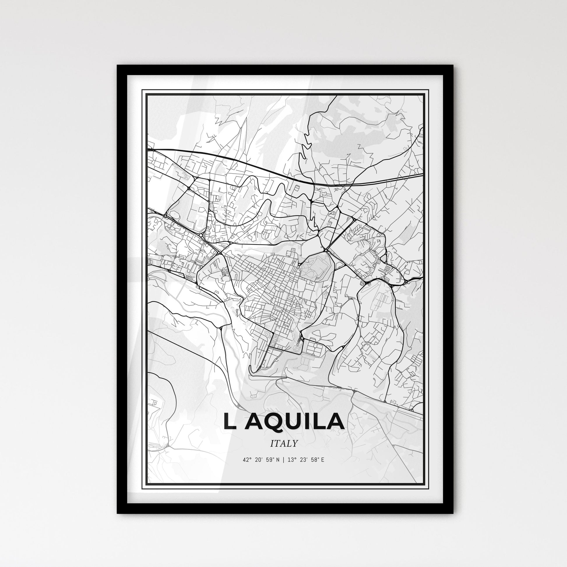 L Aquila Italy - Scandinavian Style City Map for Modern Home Decor