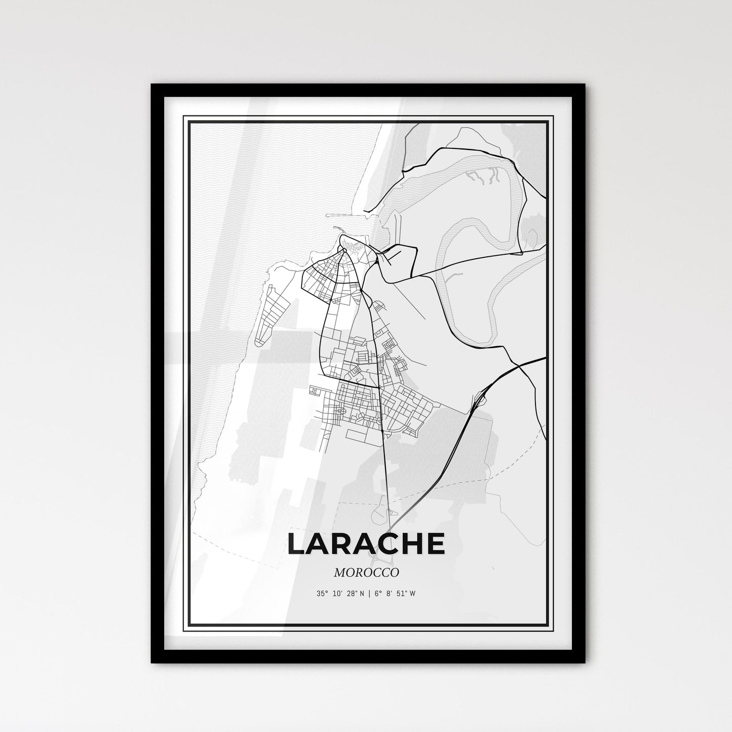 Larache Morocco - Scandinavian Style City Map for Modern Home Decor