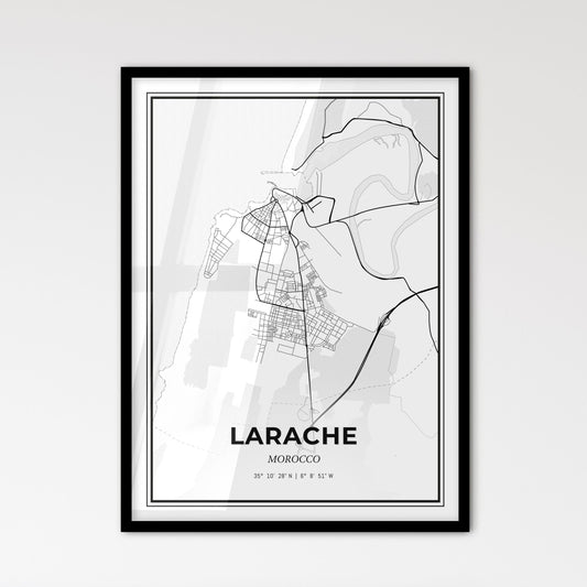 Larache Morocco - Scandinavian Style City Map for Modern Home Decor