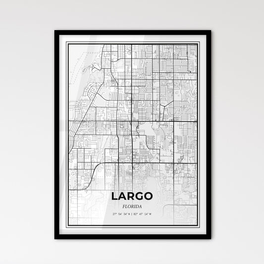 Largo Florida - Scandinavian Style City Map for Modern Home Decor