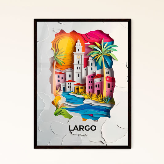 Vivid Largo, Florida - a paper cut of a city with a clock tower