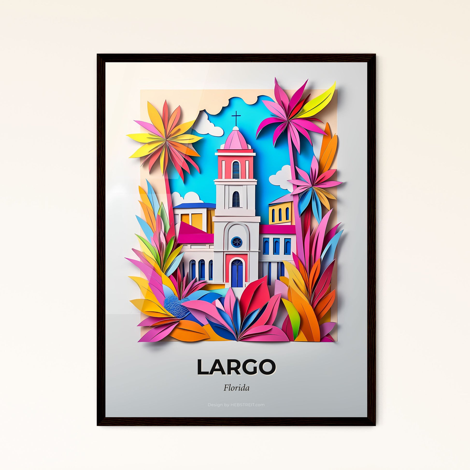 Vivid Largo, Florida - a paper cut of a church surrounded by flowers