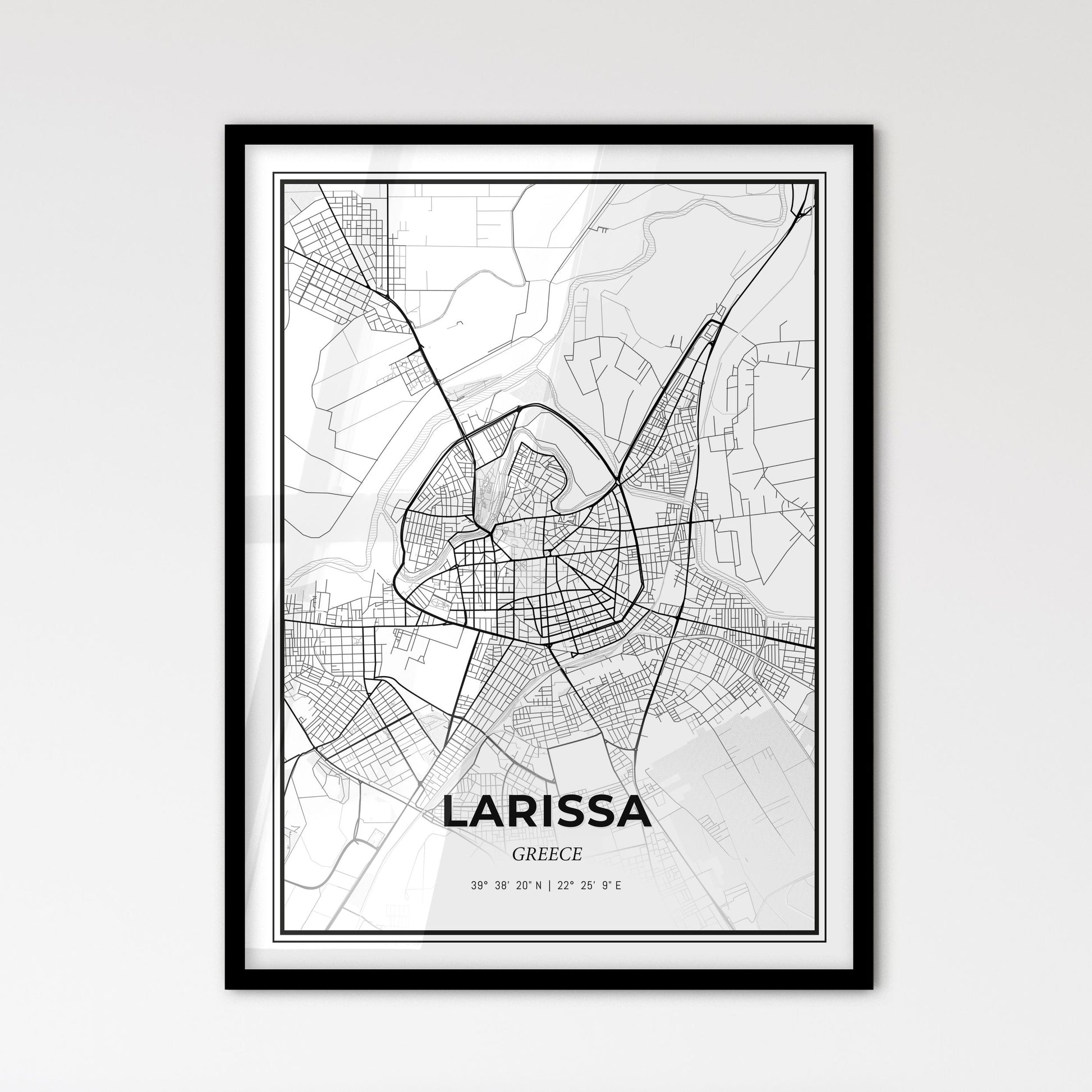 Larissa Greece - Scandinavian Style City Map for Modern Home Decor