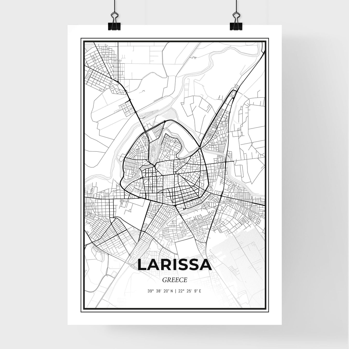 Larissa Greece - Premium City Map Poster