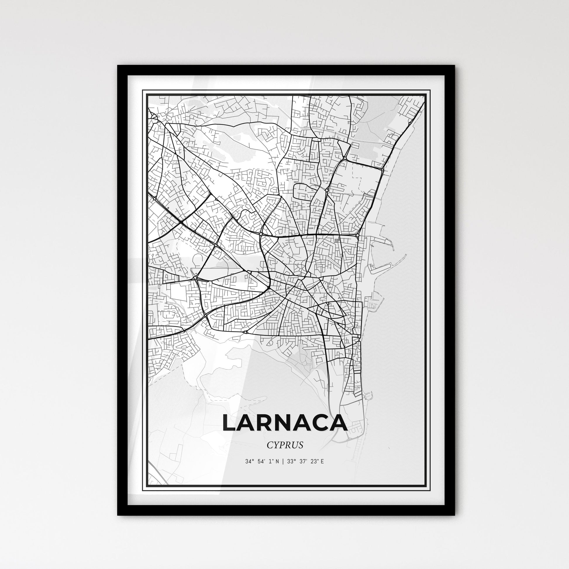 Larnaca   Cyprus - Scandinavian Style City Map for Modern Home Decor