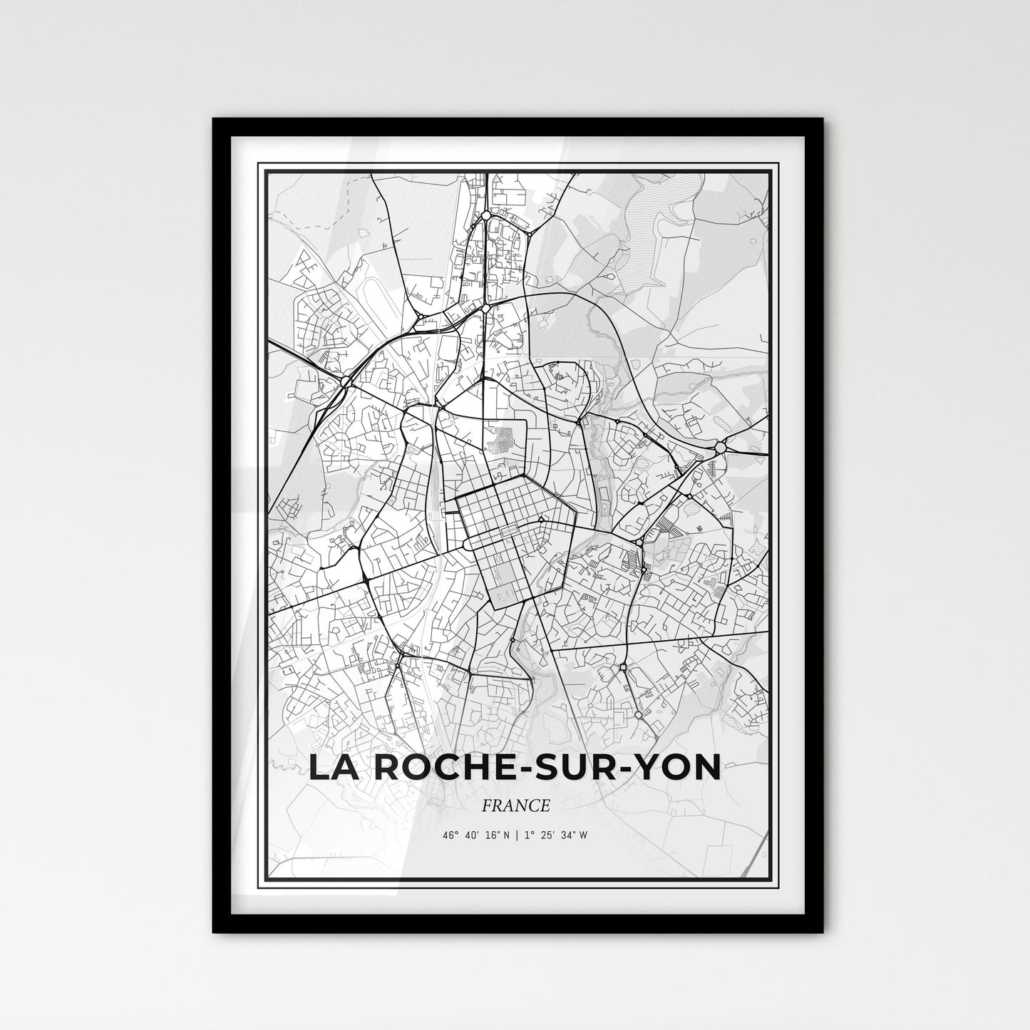 La Roche-sur-Yon France - Scandinavian Style City Map for Modern Home Decor