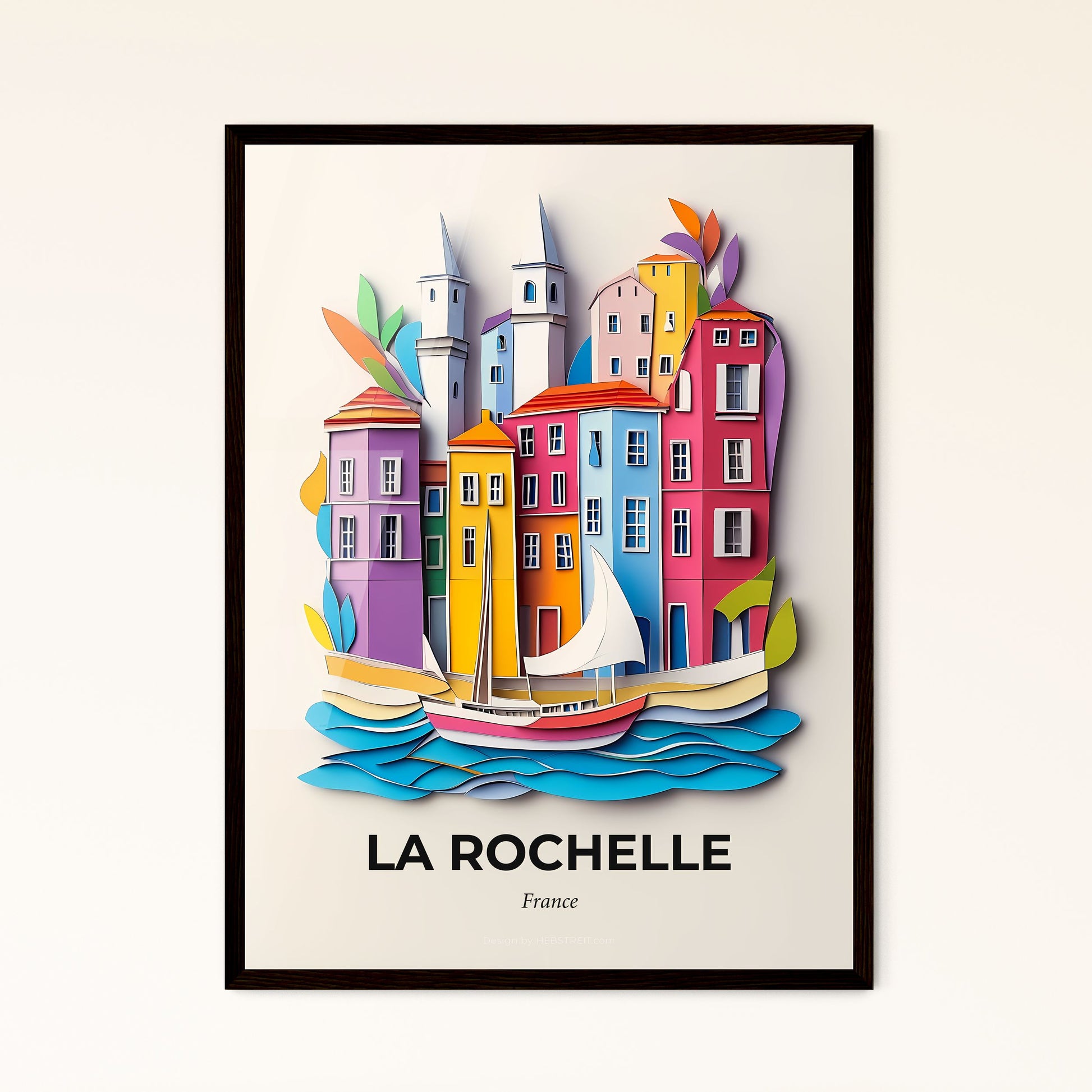 Vivid La Rochelle, France - a paper cut of a boat in the water