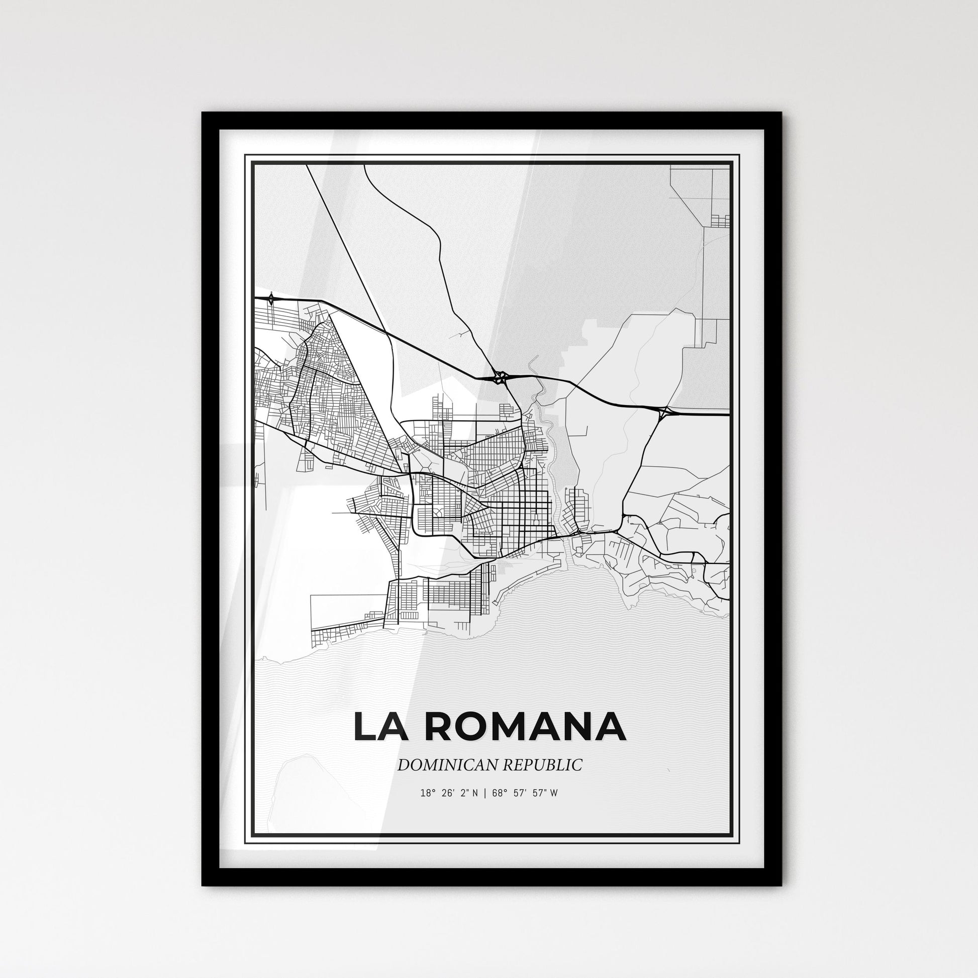 La Romana Dominican Republic - Scandinavian Style City Map for Modern Home Decor