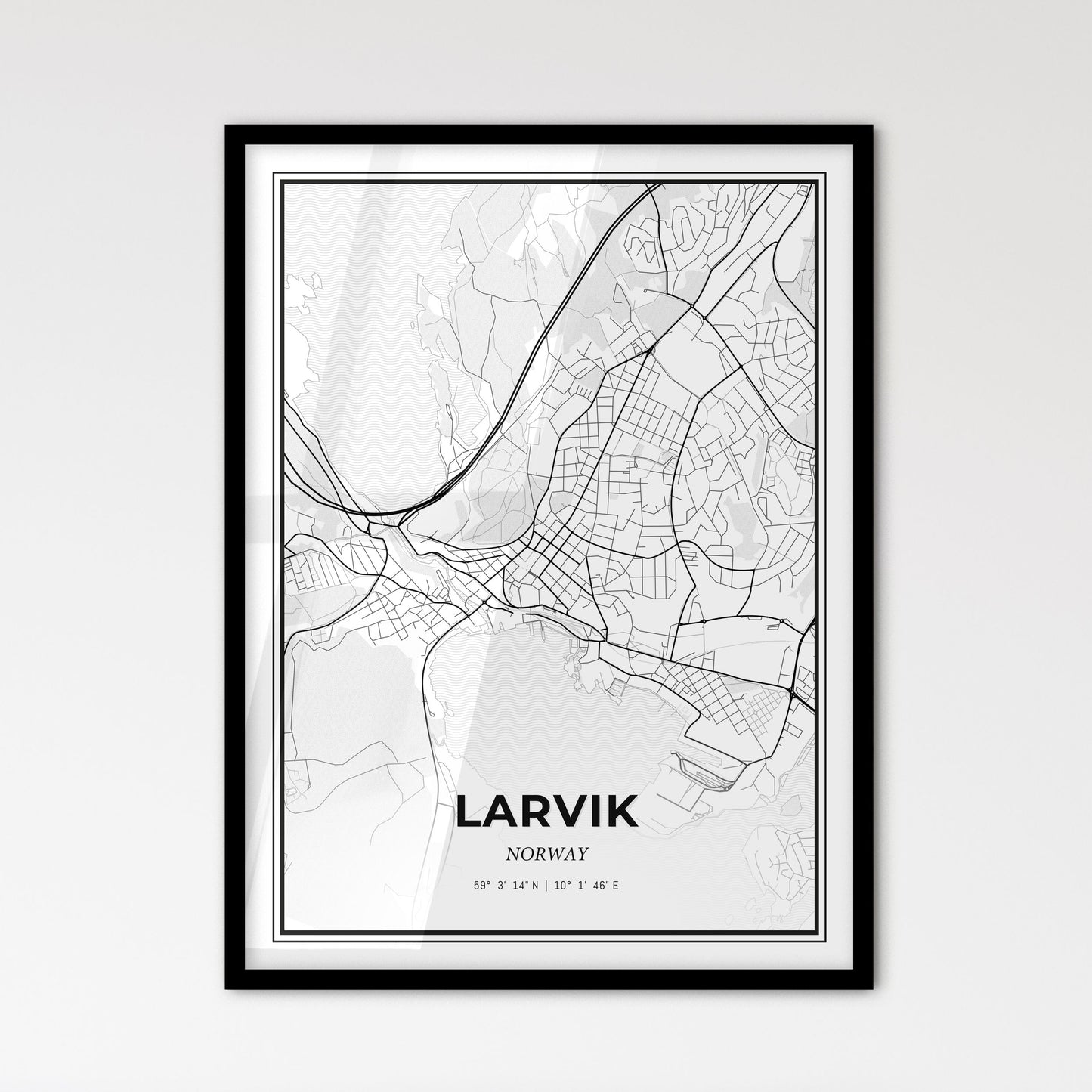 Larvik Norway - Scandinavian Style City Map for Modern Home Decor