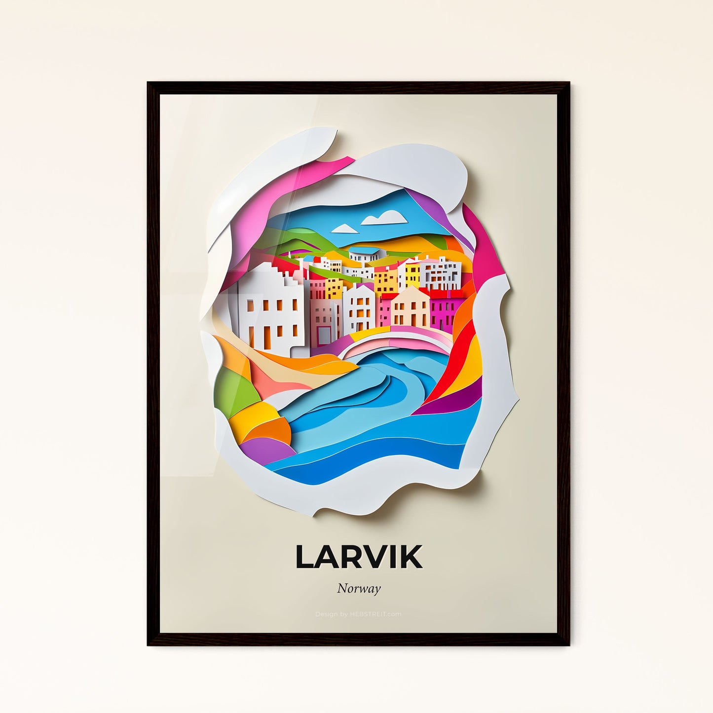 Vivid Larvik, Norway - a paper cut of a city with a river