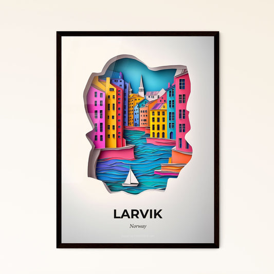 Vivid Larvik, Norway - a paper cut of a city with a sailboat