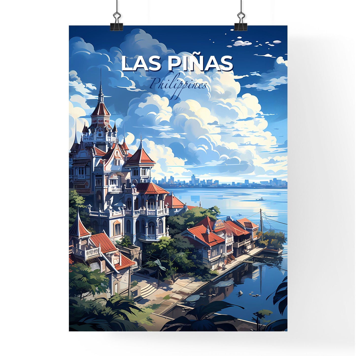 Vibrant Painting of a Lakeside Castle in the Philippine City of Las Piñas Default Title