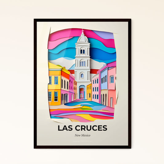 Vivid Las Cruces, New Mexico - a paper cut of a church tower in a city