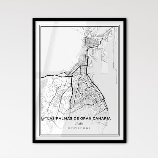 Las Palmas de Gran Canaria Spain - Scandinavian Style City Map for Modern Home Decor