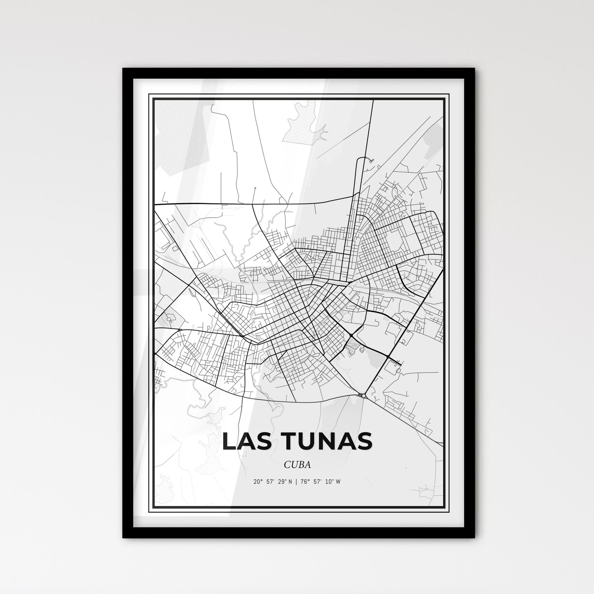 Las Tunas Cuba - Scandinavian Style City Map for Modern Home Decor