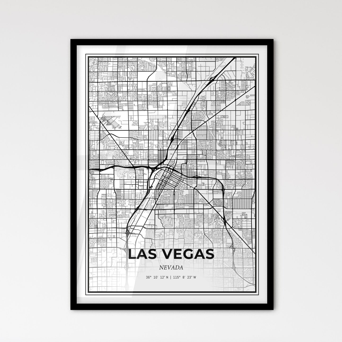 Las Vegas Nevada - Scandinavian Style City Map for Modern Home Decor