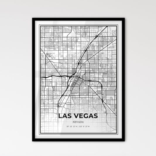 Las Vegas Nevada - Scandinavian Style City Map for Modern Home Decor