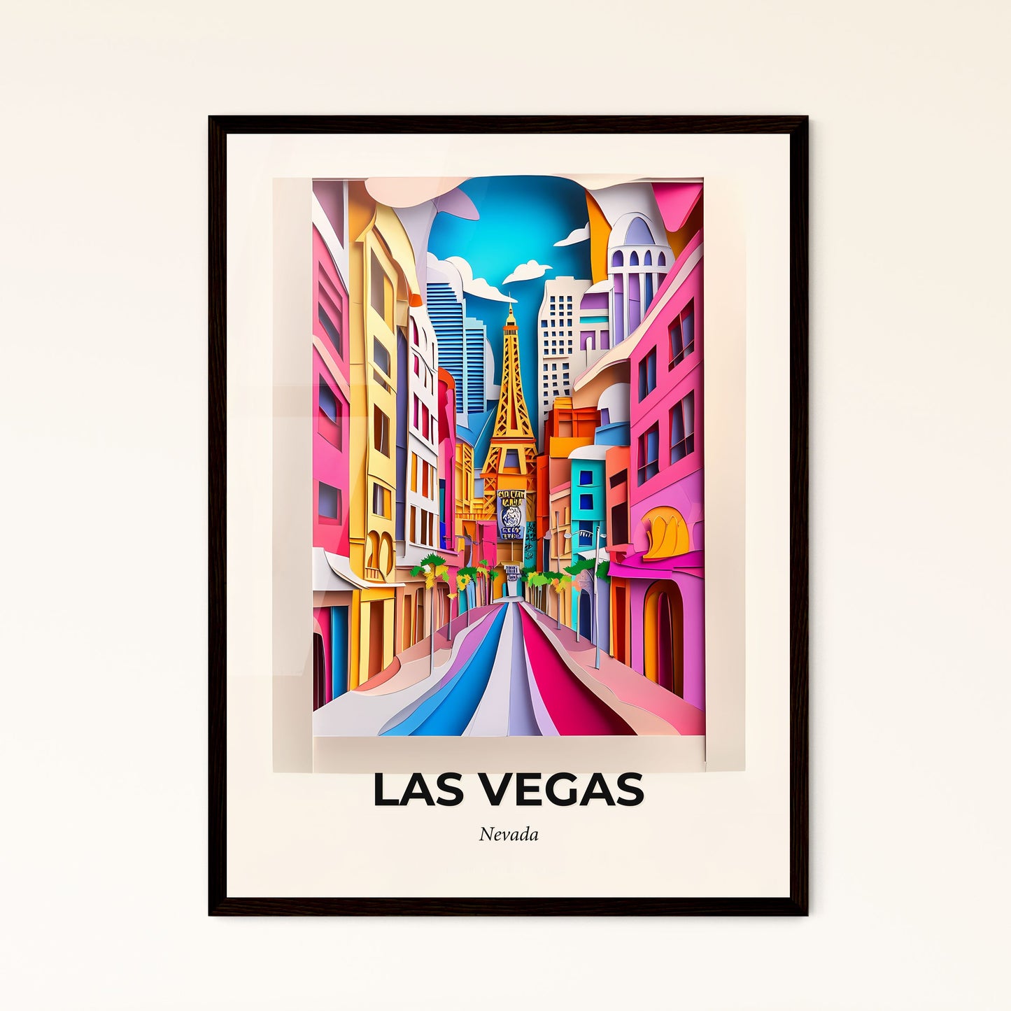 Vivid Las Vegas, Nevada - a city street with a rainbow colored street