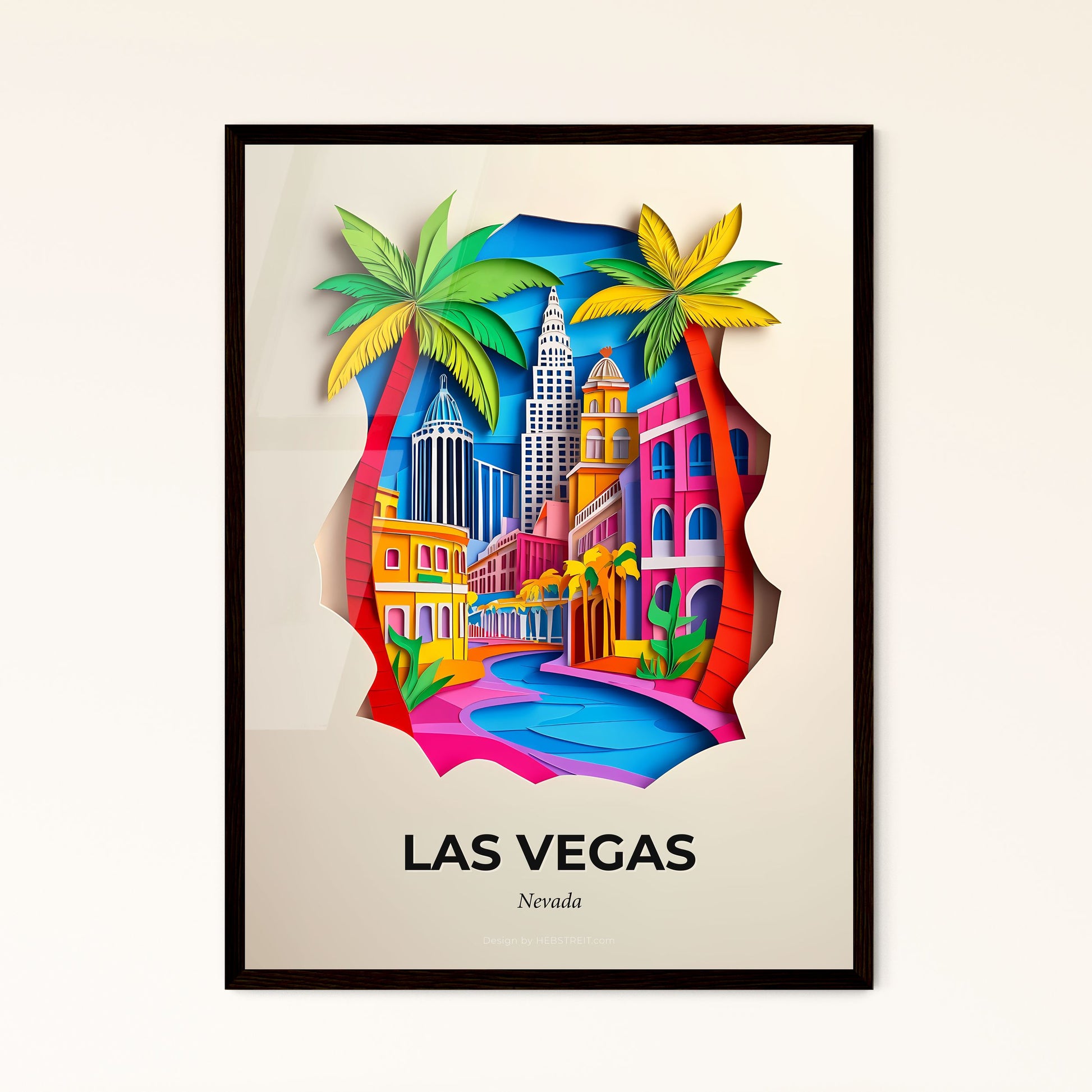 Vivid Las Vegas, Nevada - a paper cut of a city with palm trees