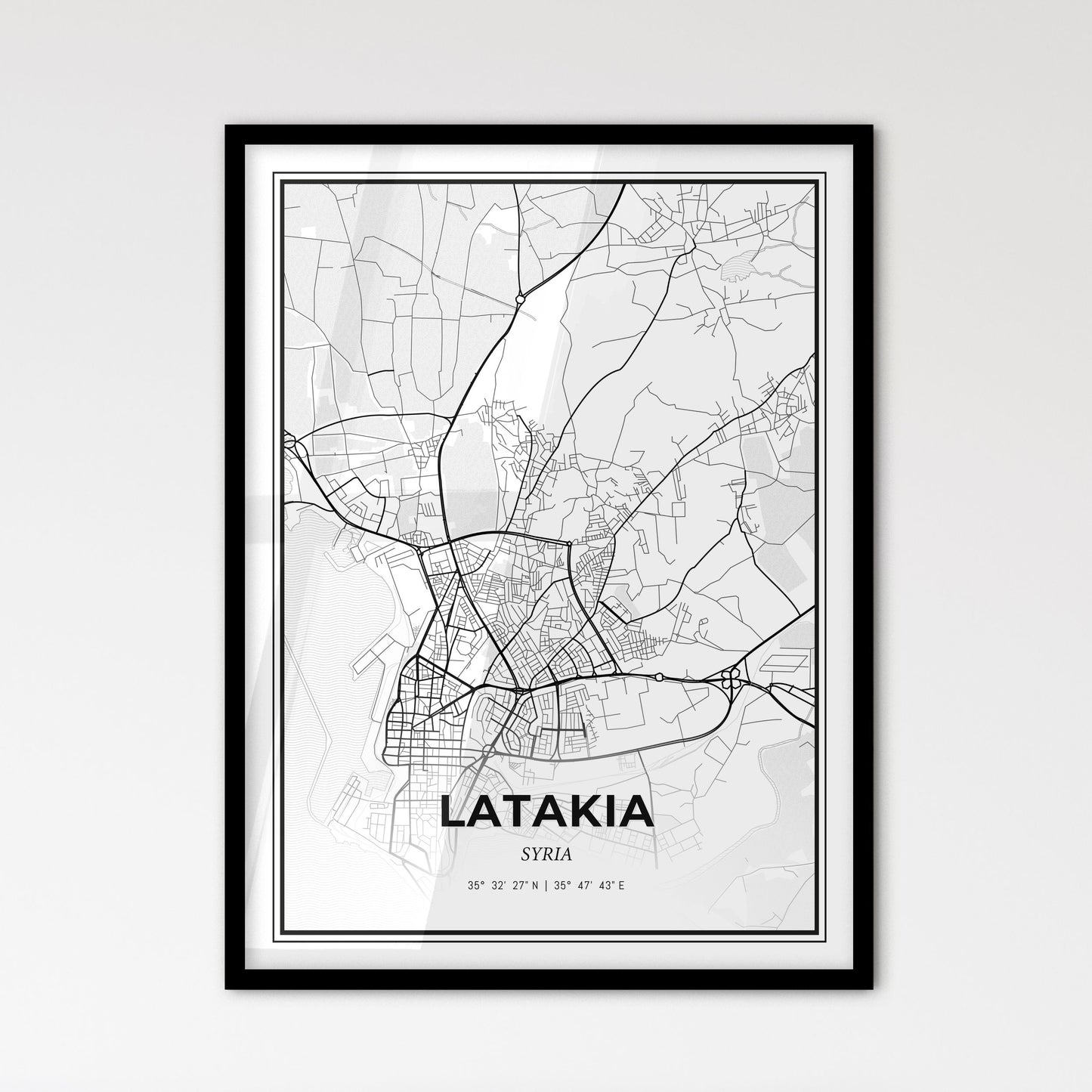 Latakia Syria - Scandinavian Style City Map for Modern Home Decor