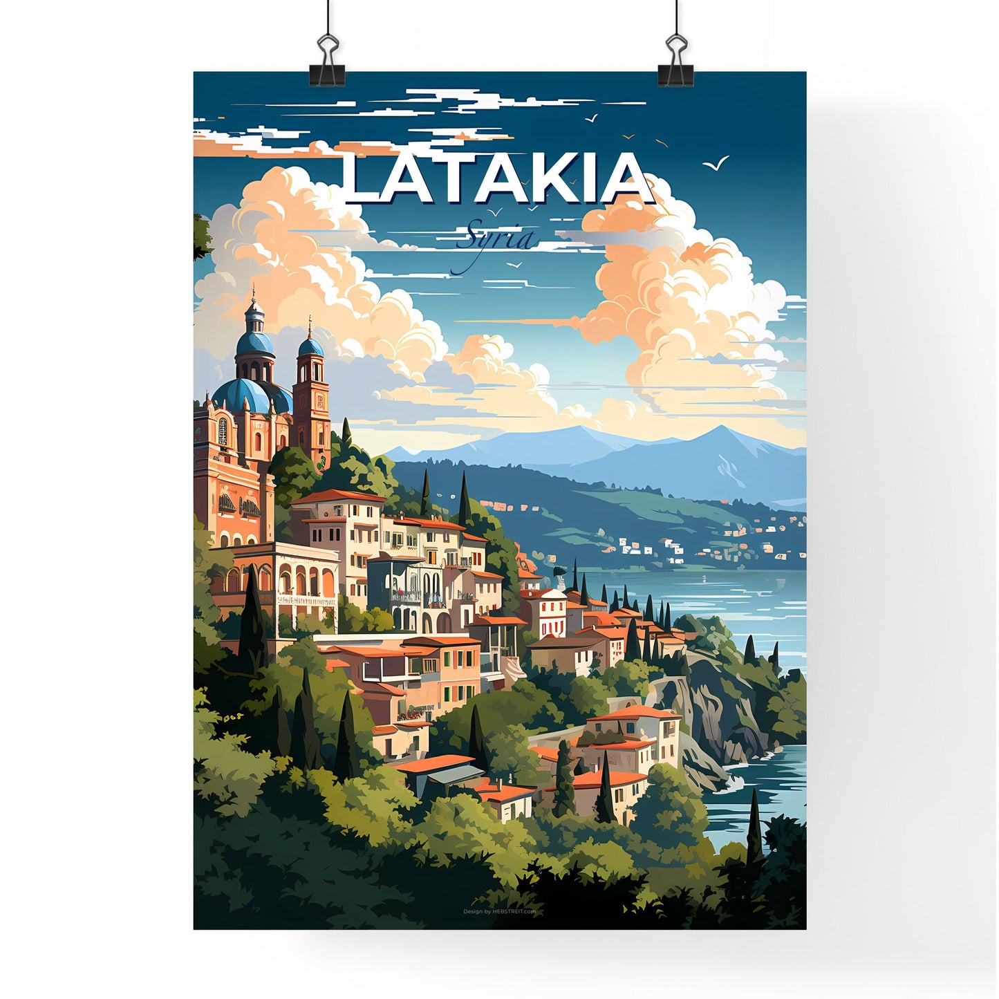 Expressive Latakia City Skyline Painting: Vibrant Artistic Interpretation by the Sea Default Title