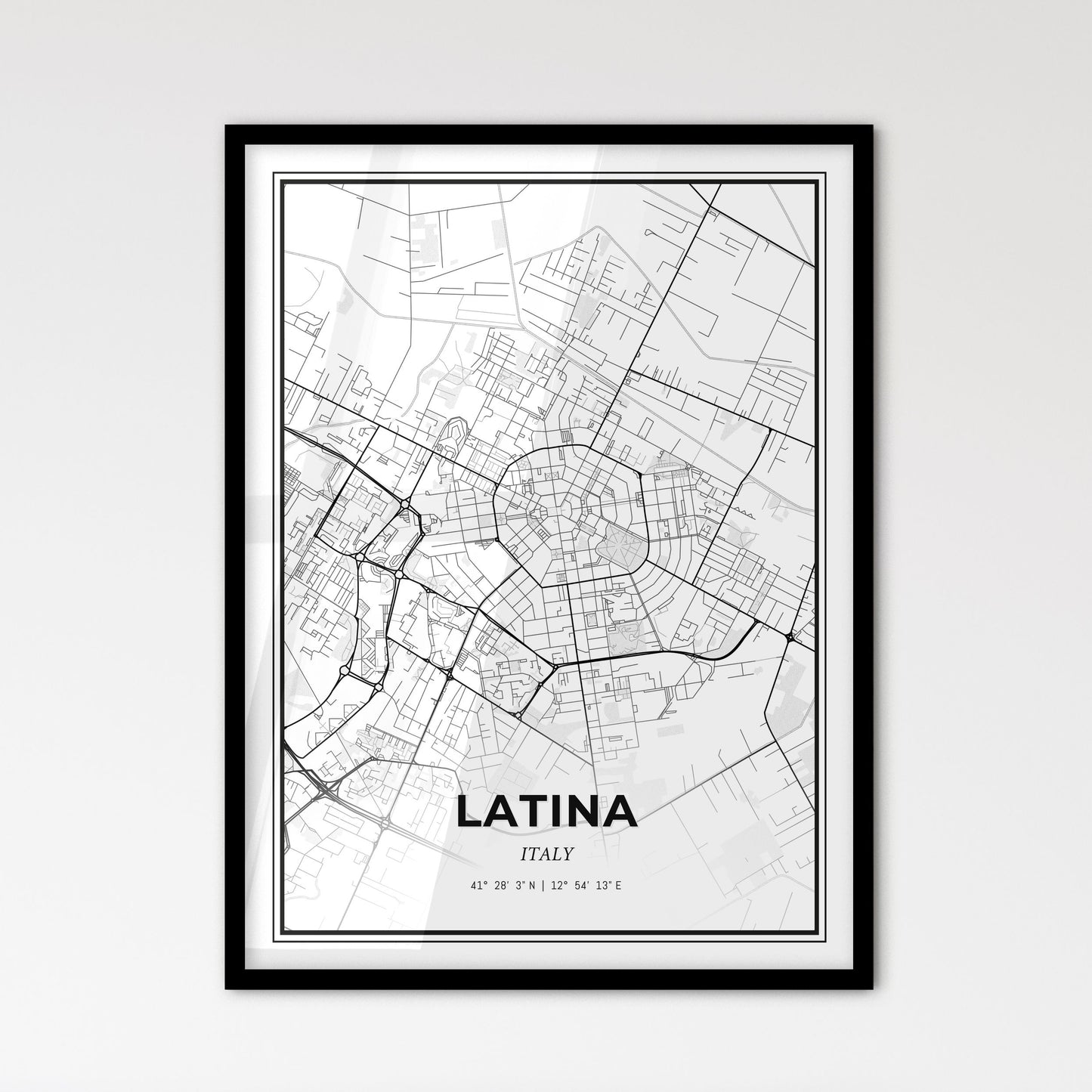 Latina Italy - Scandinavian Style City Map for Modern Home Decor
