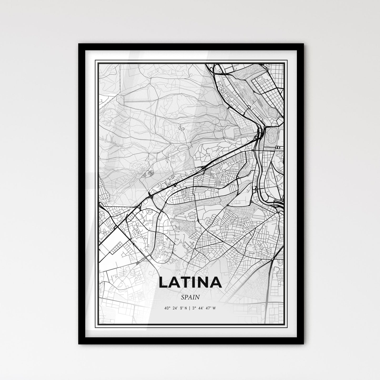 Latina Spain - Scandinavian Style City Map for Modern Home Decor