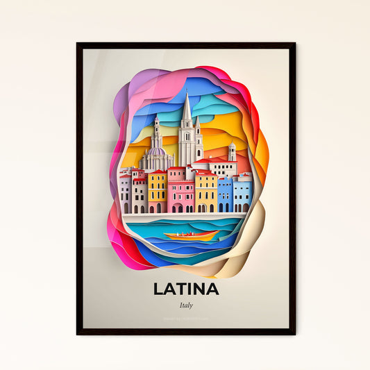 Vivid Latina, Italy - a paper cut of a city with a boat