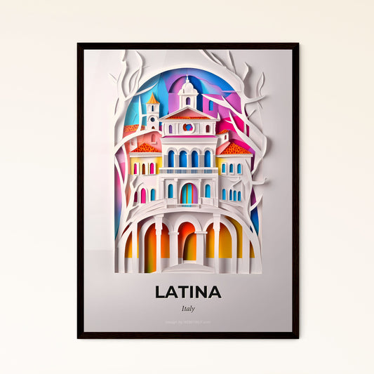 Vivid Latina, Italy - a paper cut of a building with a clock tower