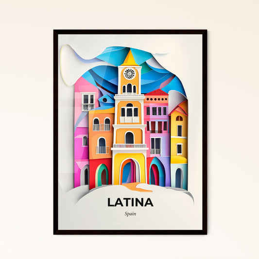 Vivid Latina, Spain - a paper cut of a city with a clock tower